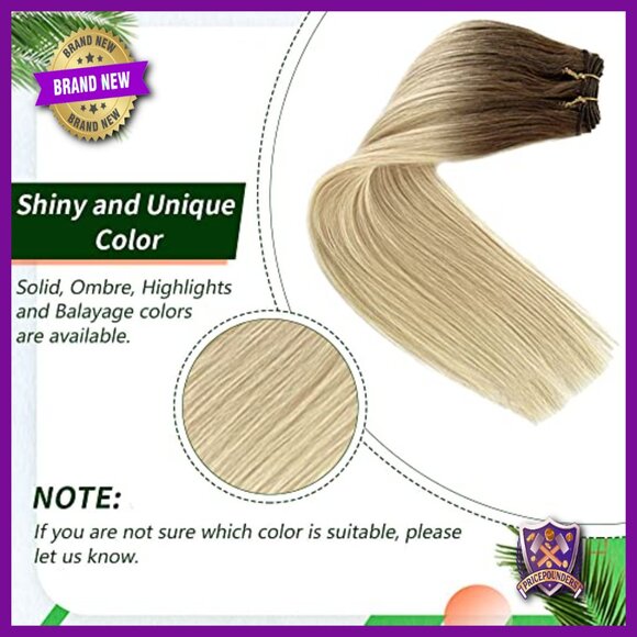 22 Inch Real Human Hair Extensions, 100g Sew-In Weft, Straight Double Weft